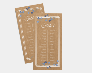 Blueberry - Seating Cards 1 - 10