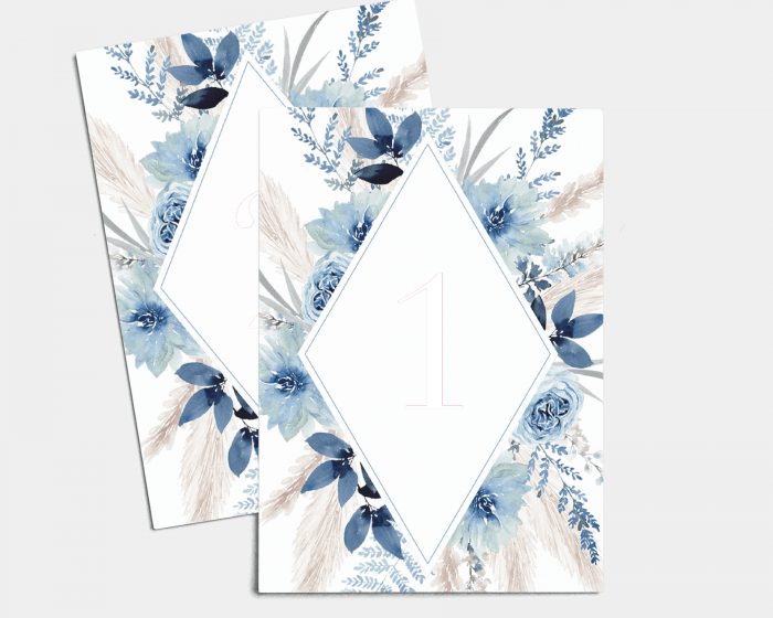 Bloomy Blue - Table Numbers set 1 - 10