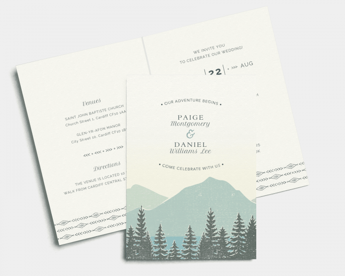 Vintage Mountain - Wedding Invitation - Folded Card (portrait)