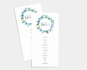Blue Romance - Seating Cards 1 - 10