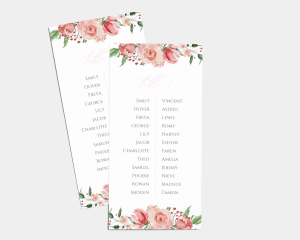Summer Blossom - Seating Cards 1 - 10