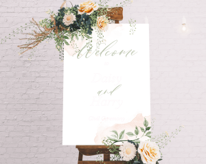 Green and Peach - Welcome Sign (portrait)