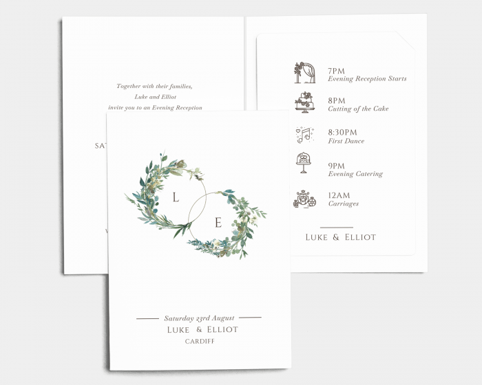 Leafy Hoops - Wedding Invitation with Insert