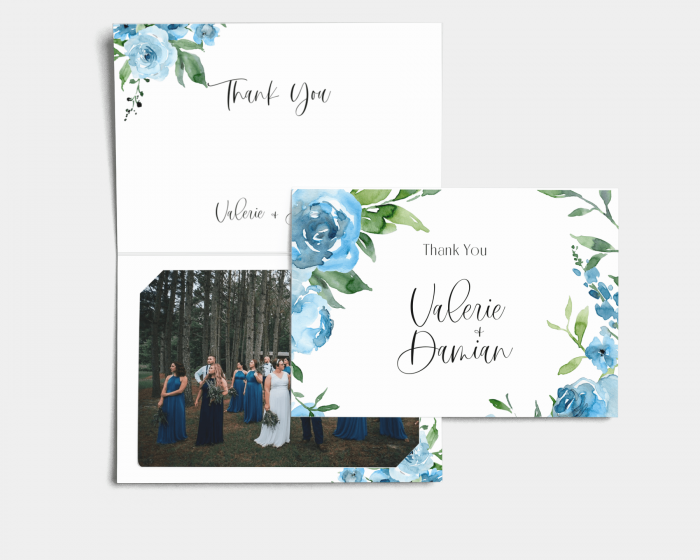 Blue Romance - Thank You Card with Insert