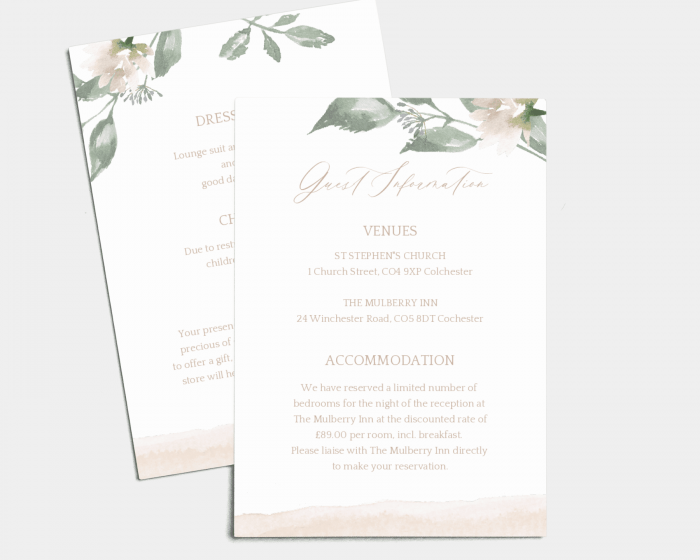 Dusted Calligraphy - Wedding Information Card