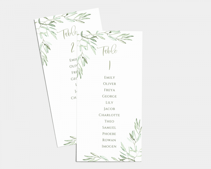 Olive - Seating Cards 1 - 10