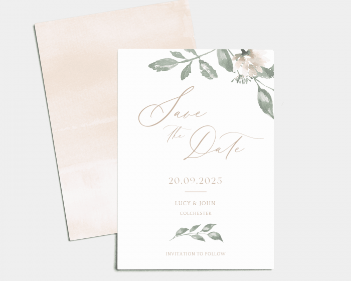 Dusted Calligraphy - Save the Date Card (portrait)