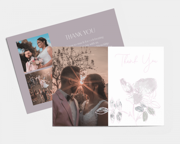 Lined Rose - Wedding Thank You Card