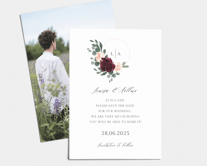 Floral Hoop - Save the Date Card (portrait)