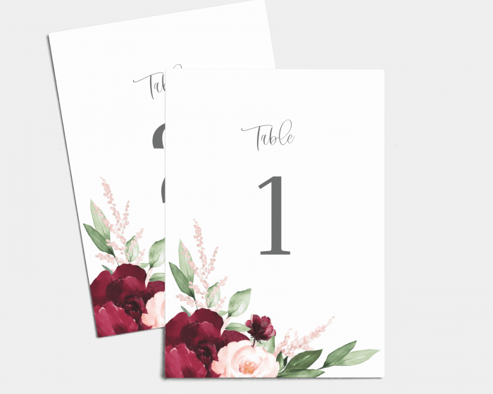 Beloved Floral - Table Numbers set 1 - 10