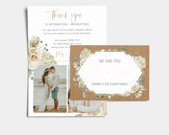 Rose Bianco - Thank You Card with Insert