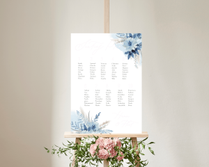 Bloomy Blue - Seating Plan Poster 50x70 cm (portrait)