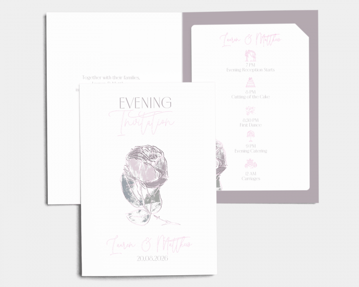 Lined Rose - Wedding Invitation with Insert