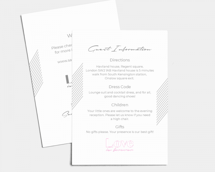 Forever - Wedding Information Card