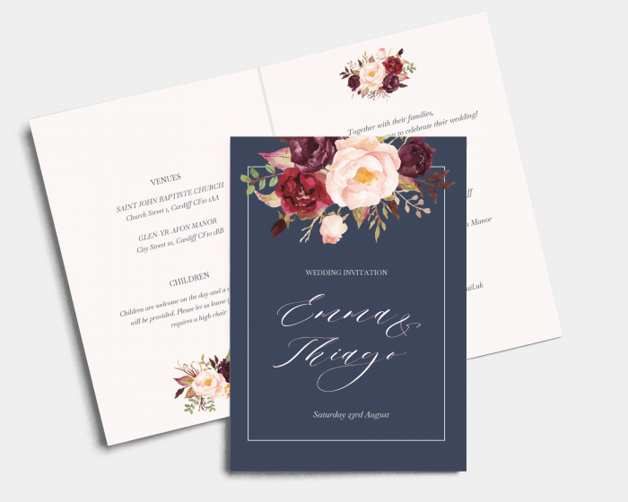Marsala - Wedding Invitation - Folded Card (portrait)