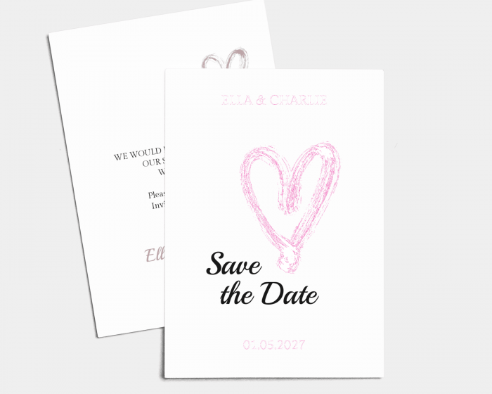 Painted Heart - Save the Date Card (portrait)