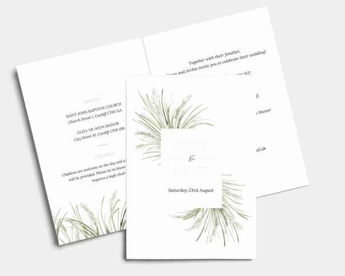 Erba della Pampas - Wedding Invitation - Folded Card (portrait)