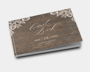 Woodgrain Lace - Wedding Guest Book