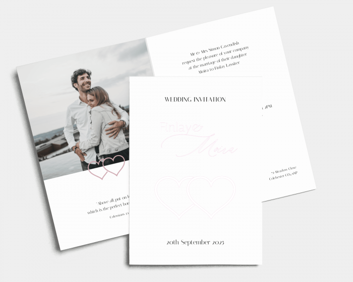 Hearts - Wedding Invitation - Folded Card (portrait)