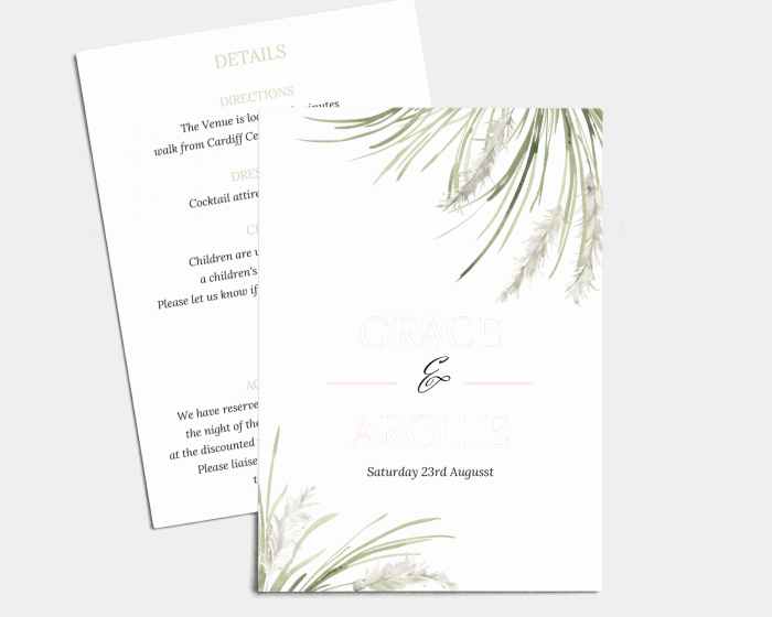Erba della Pampas - Wedding Information Card