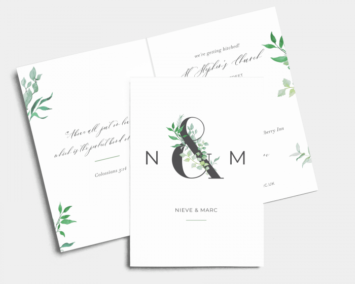 Leafy Ampersand - Wedding Invitation - Folded Card (portrait)
