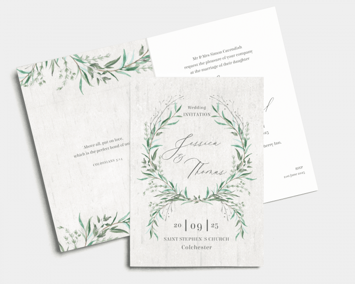 Natural Laurel - Wedding Invitation - Folded Card (portrait)