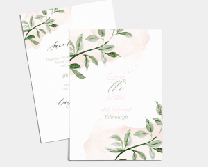 Green and Peach - Save the Date Card (portrait)