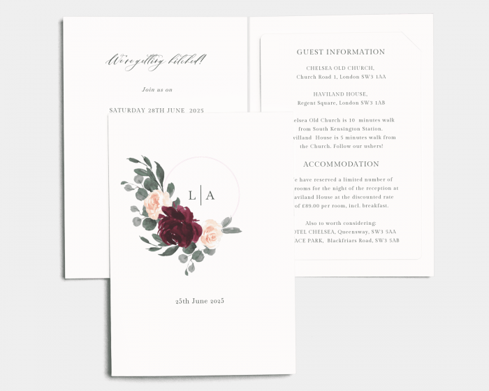 Floral Hoop - Wedding Invitation with Insert