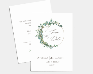 Leafy Hoops - Save the Date Card (portrait)