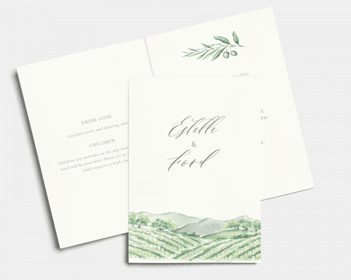 Painted Winery - Wedding Invitation - Folded Card (portrait)