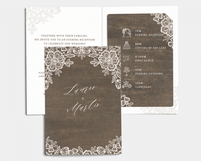 Woodgrain Lace - Wedding Invitation with Insert