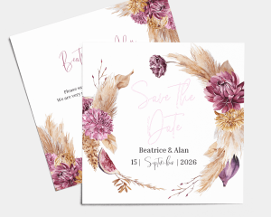 Boho Pampas - Save the Date Card (square)