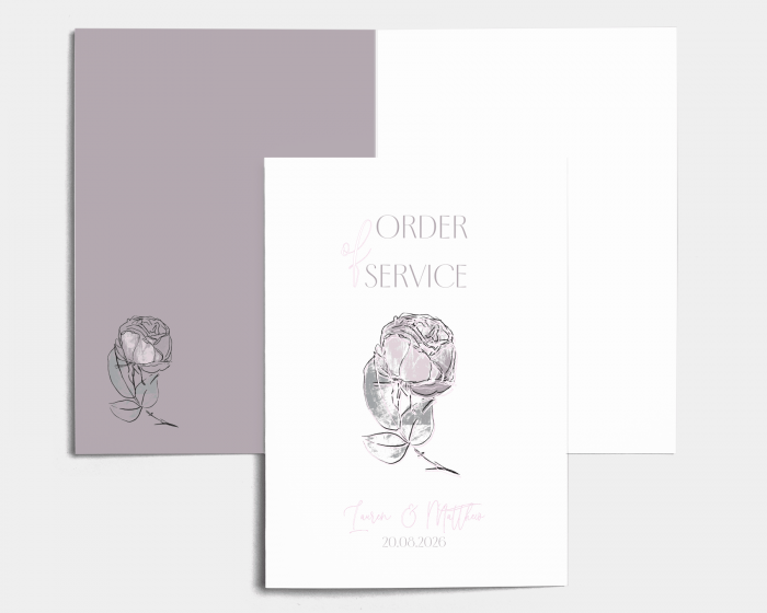 Lined Rose - Order of Service Booklet Cover
