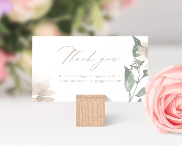 Dusted Calligraphy - Small Wedding Thank You Card