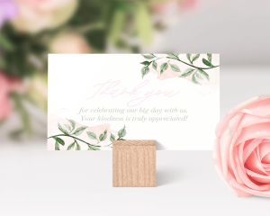 Green and Peach - Small Wedding Thank You Card