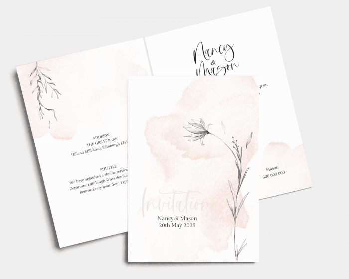 Peach - Wedding Invitation - Folded Card (portrait)