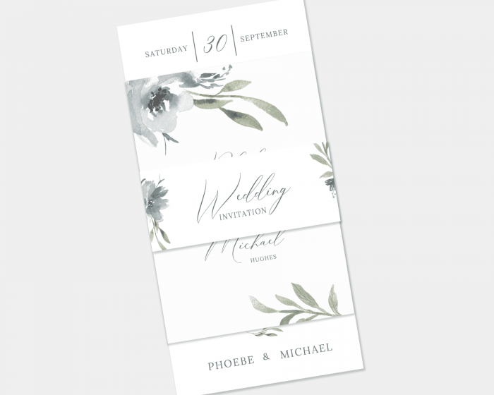 Muted Floral - 3 Piece Wedding Invitation
