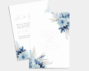 Bloomy Blue - Save the Date Card (portrait)