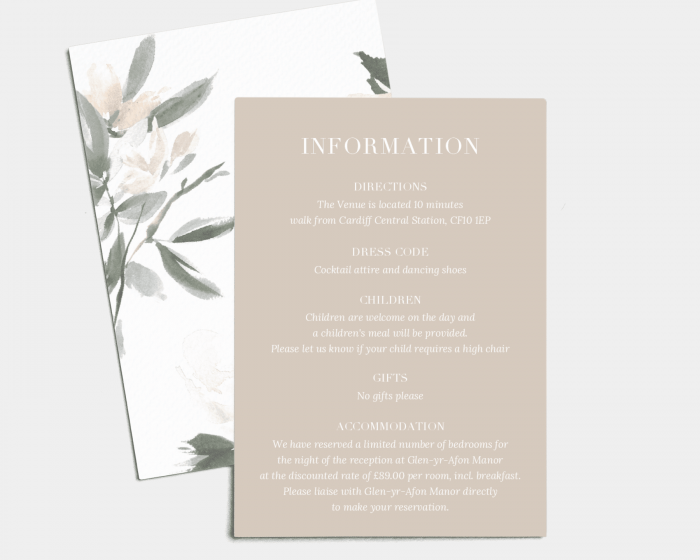 Elegant Garden - Wedding Information Card