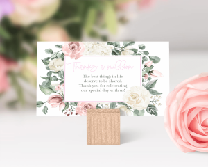 Rosy Love - Small Wedding Thank You Card