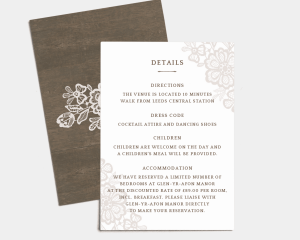 Woodgrain Lace - Wedding Information Card