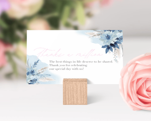 Bloomy Blue - Small Wedding Thank You Card