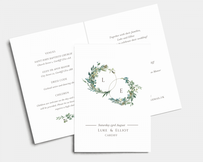 Leafy Hoops - Wedding Invitation - Folded Card (portrait)