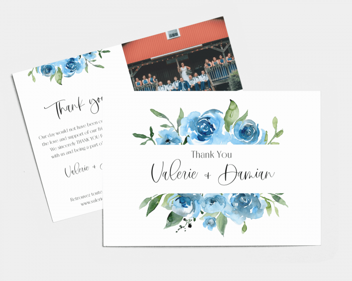 Blue Romance - Wedding Thank You Card