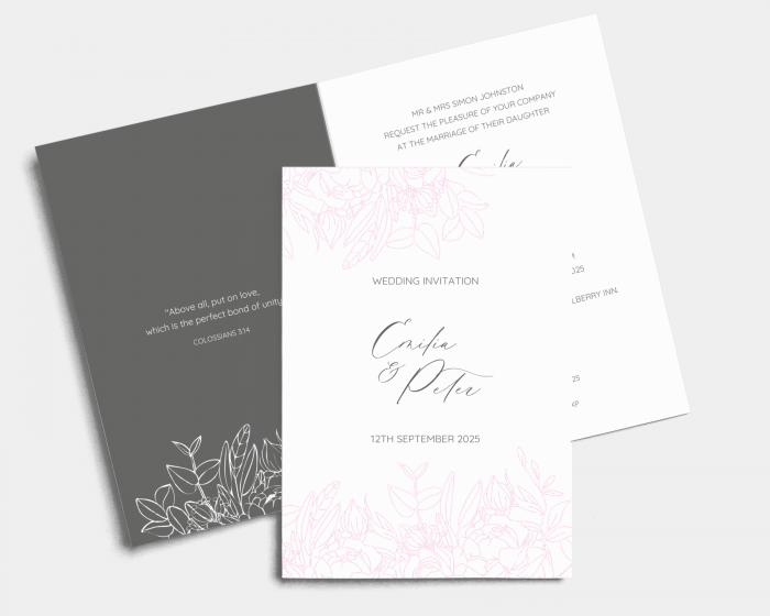 botanic pure - Wedding Invitation - Folded Card (portrait)