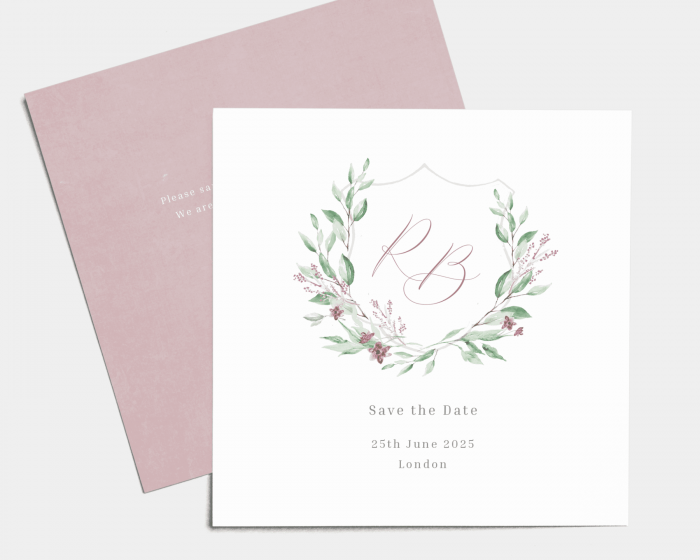 Watercolor Crest - Save the Date Card (square)