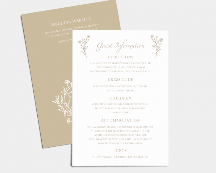 Natural Monogram - Wedding Information Card