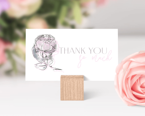 Lined Rose - Small Wedding Thank You Card