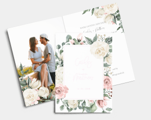 Rosy Love - Wedding Invitation - Folded Card (portrait)