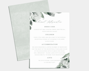 Elegant Greenery - Wedding Information Card
